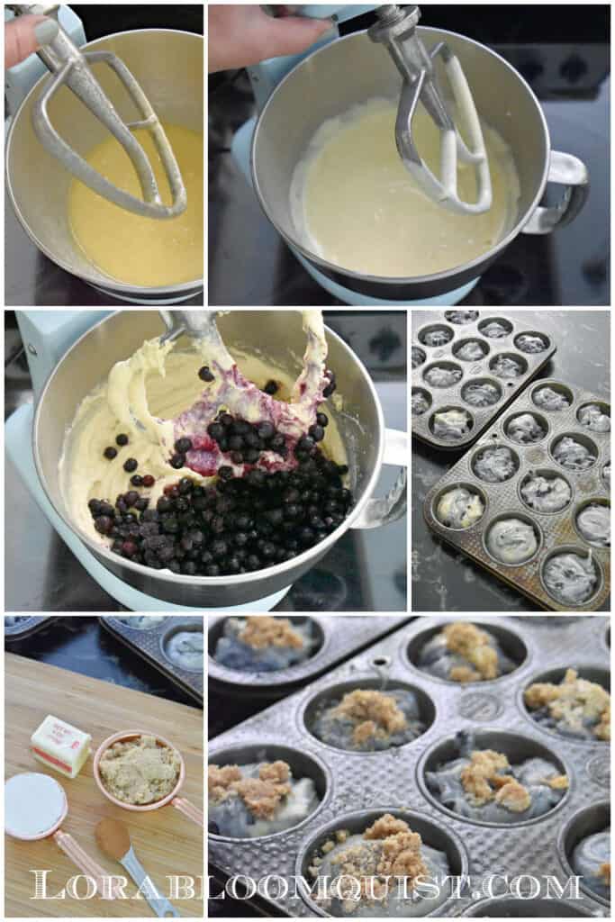 How to steps to make blueberry muffins