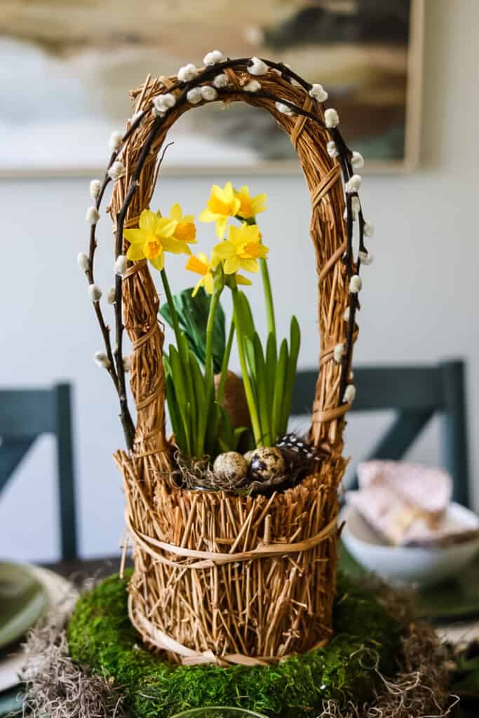 Woven basket centerpiece