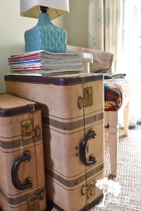 vintage suitcases as side table