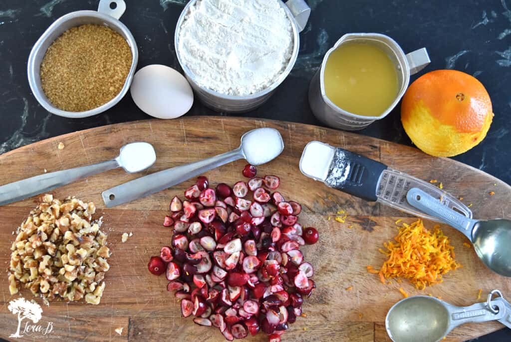 Ingredients for Delicious Cranberry Orange Bread