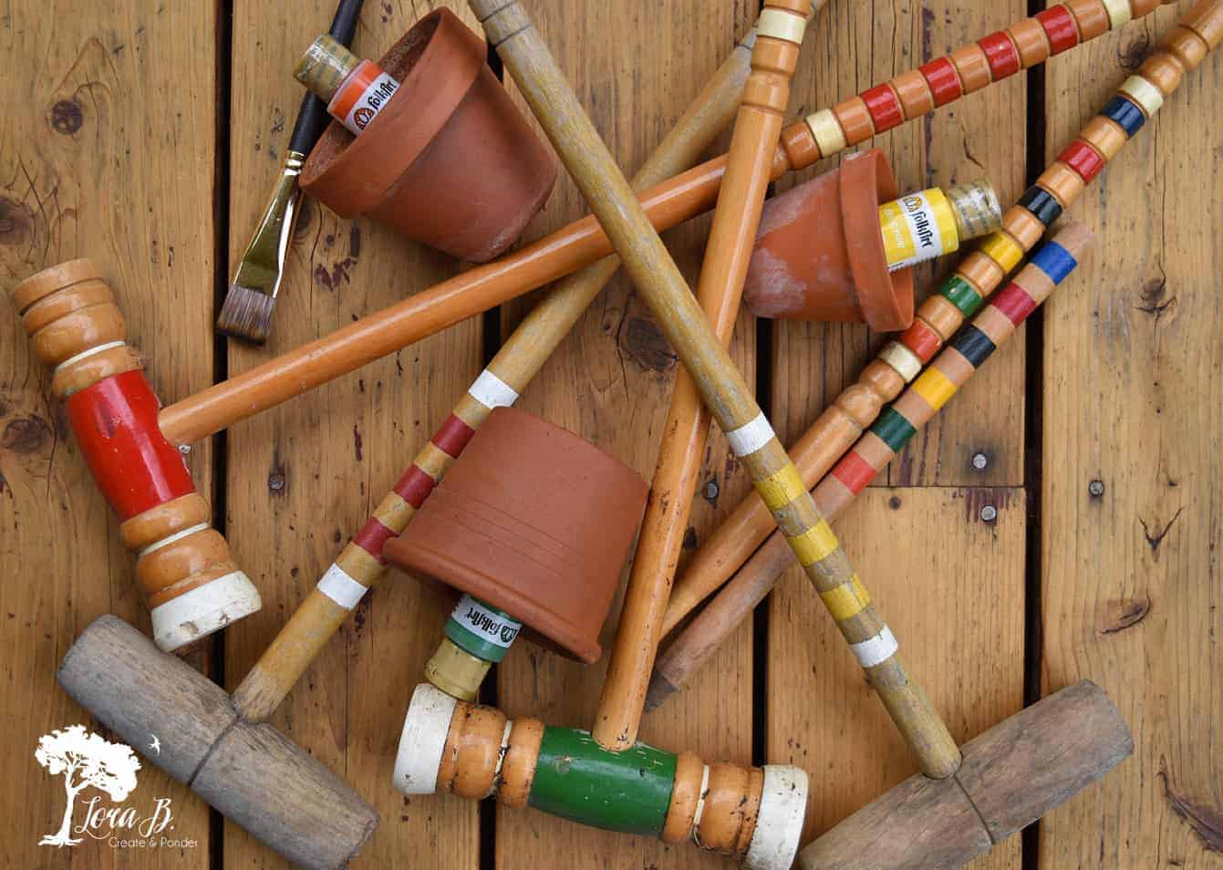 how to upcycle vintage croquet mallets