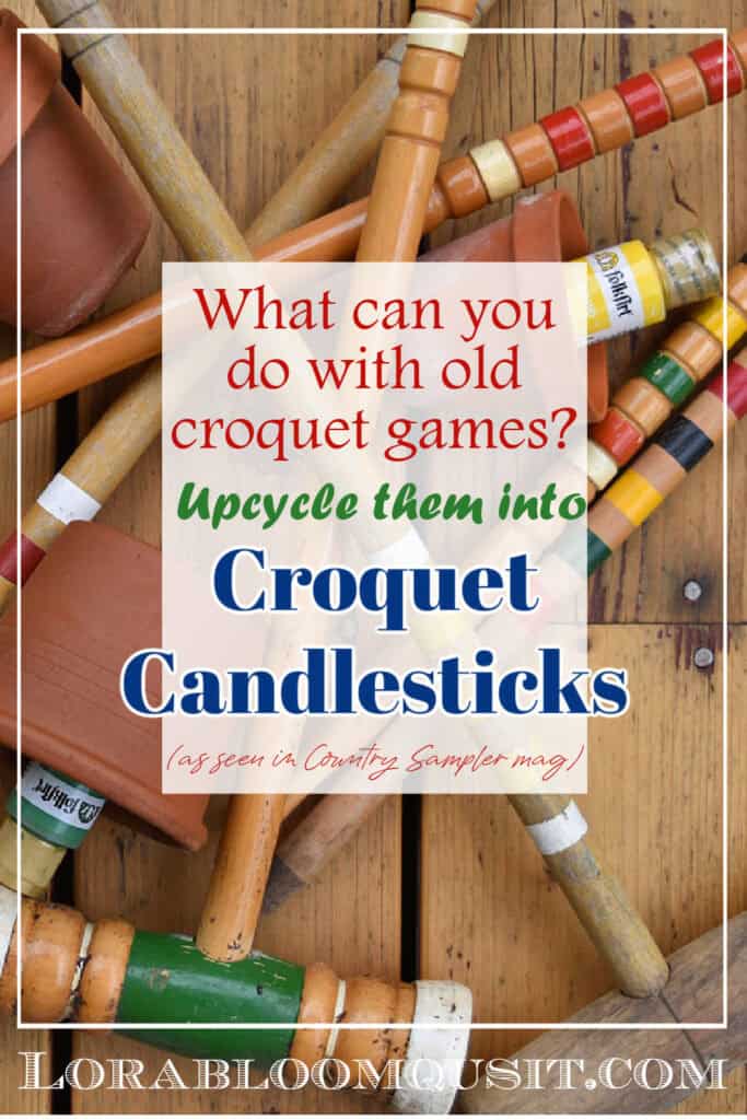 Old croquet game pieces to be upcycled.
