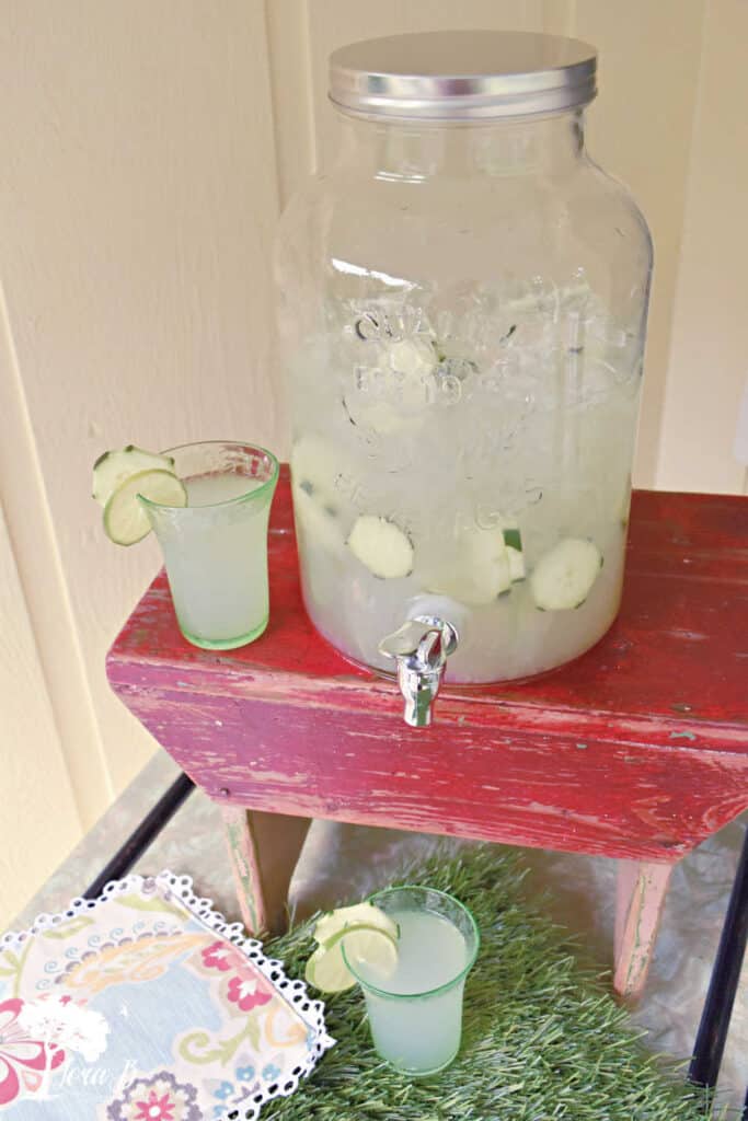 Cucumber Punch on a vintage stool