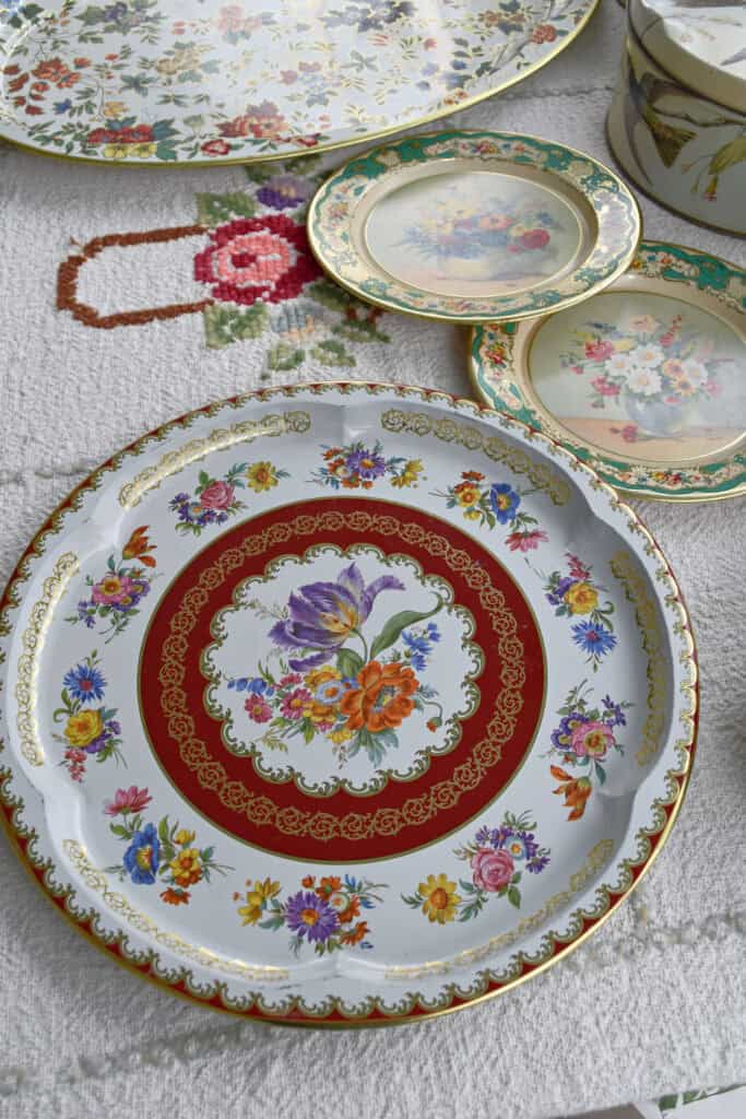 Daher floral tin trays.