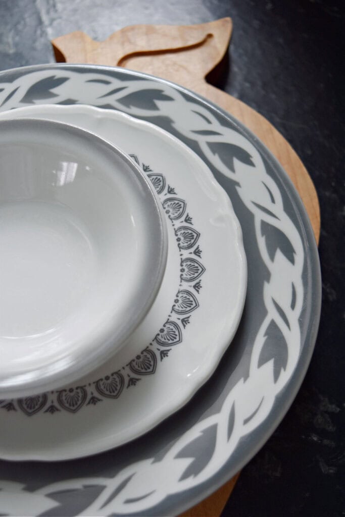 Vintage gray dishes.