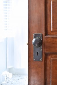 vintage slider door on bathroom