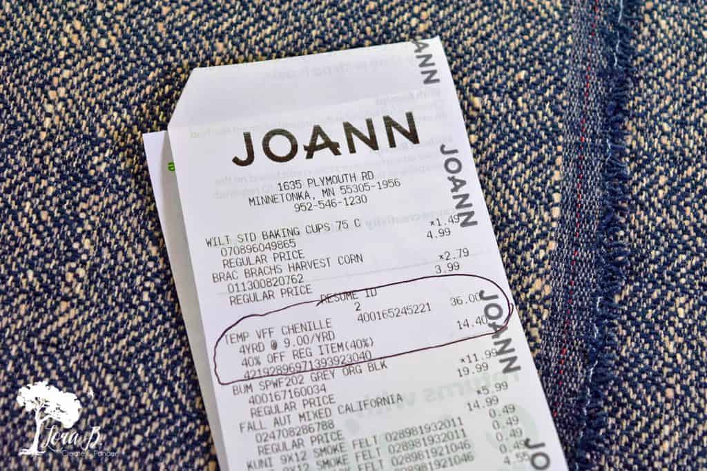 fabric store receipt