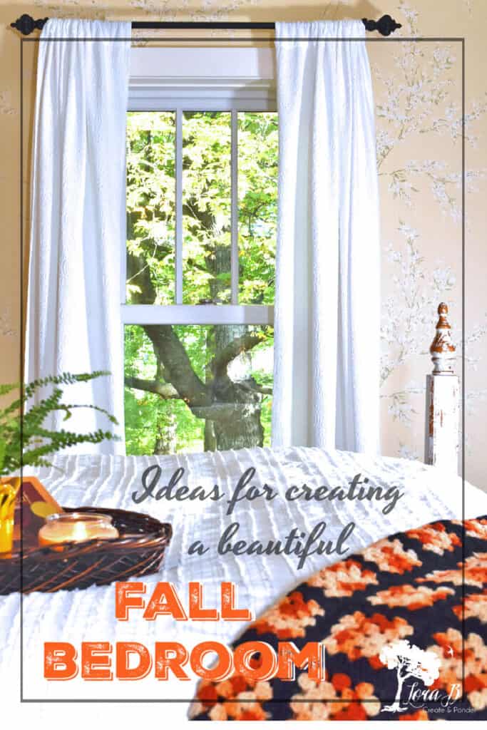 Fall decoated bedroom with natural accents and vintage finds.