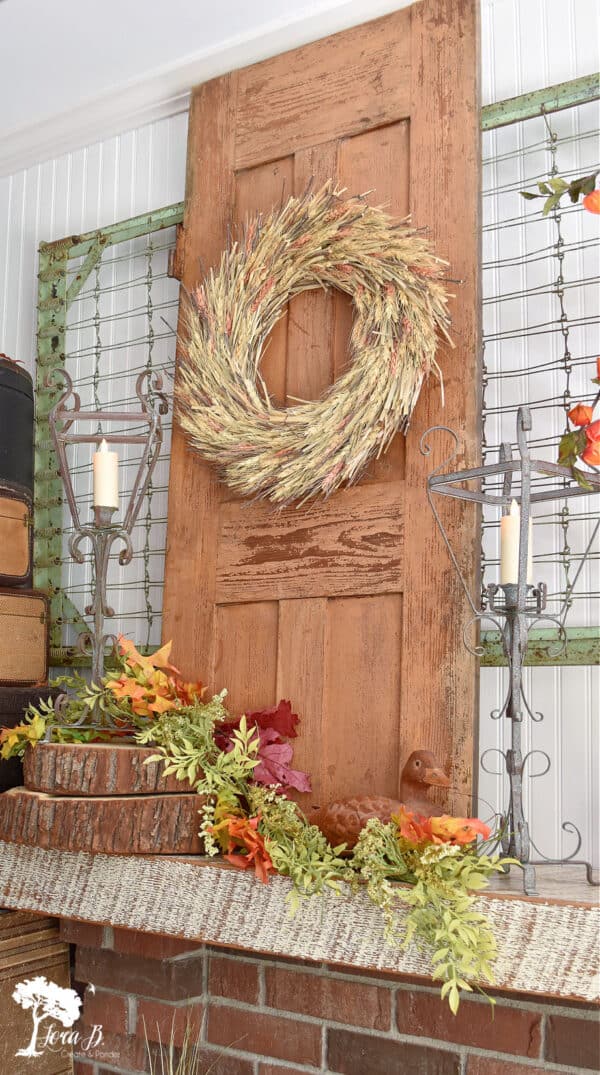 Decorating The Fall Mantel With A Vintage Door - Lora Bloomquist~create 