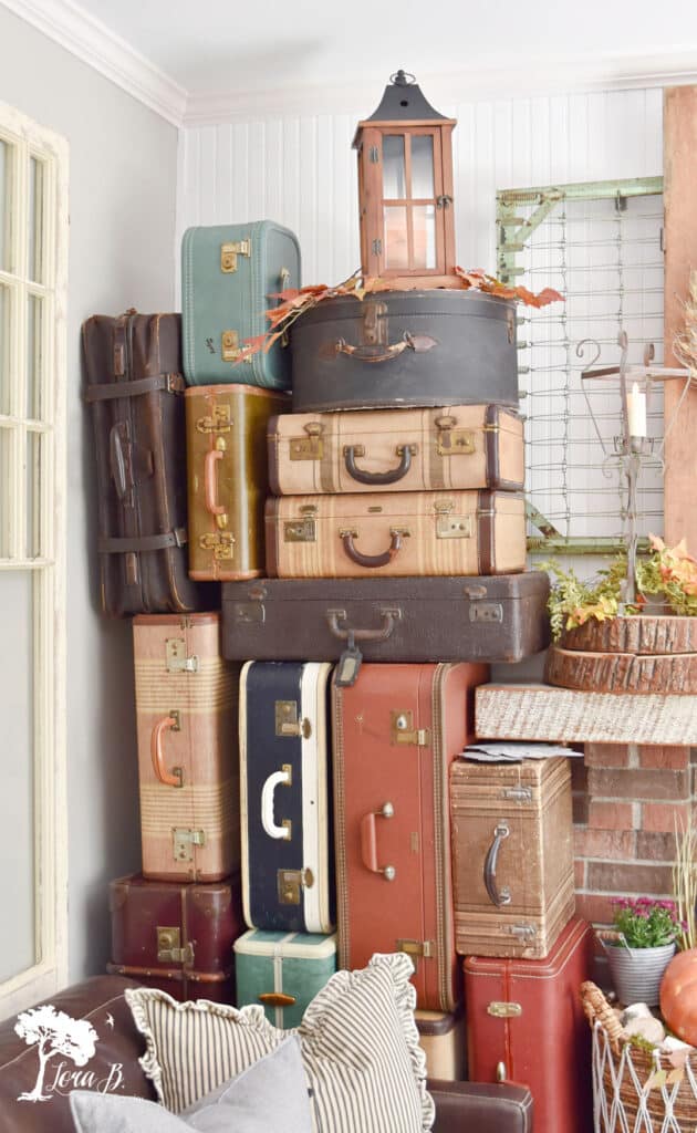Vintage suitcases stacked