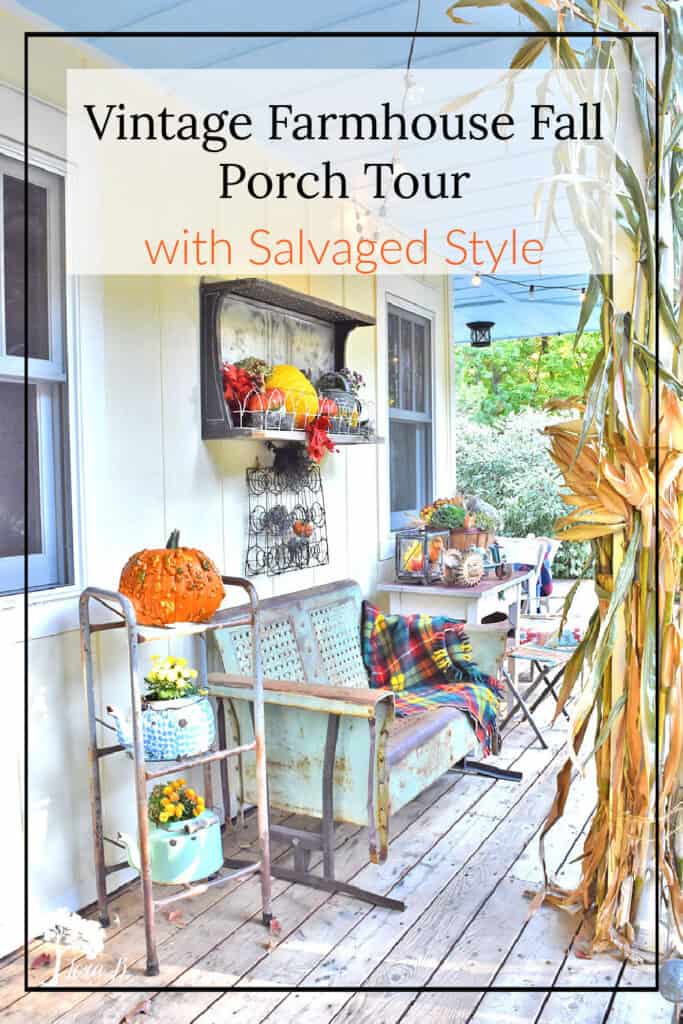 Fall Decorated Porch and Patio with Salvaged Style