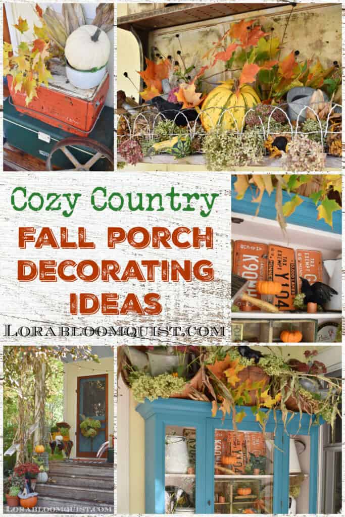 Fall decorated porch images as pin image.