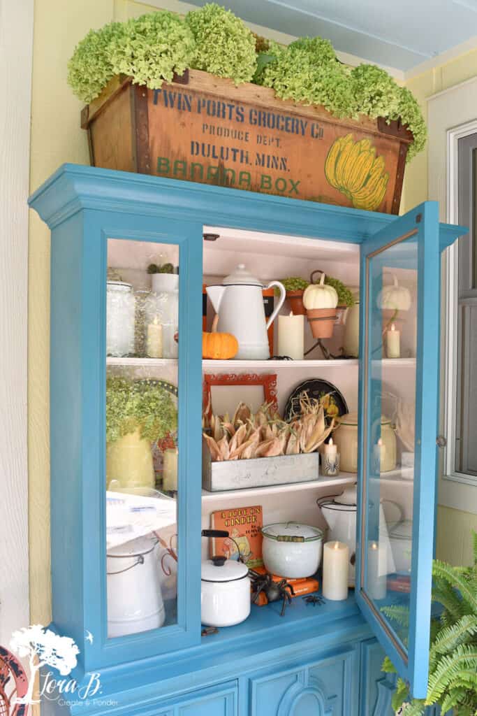 Fall decorated cupboard