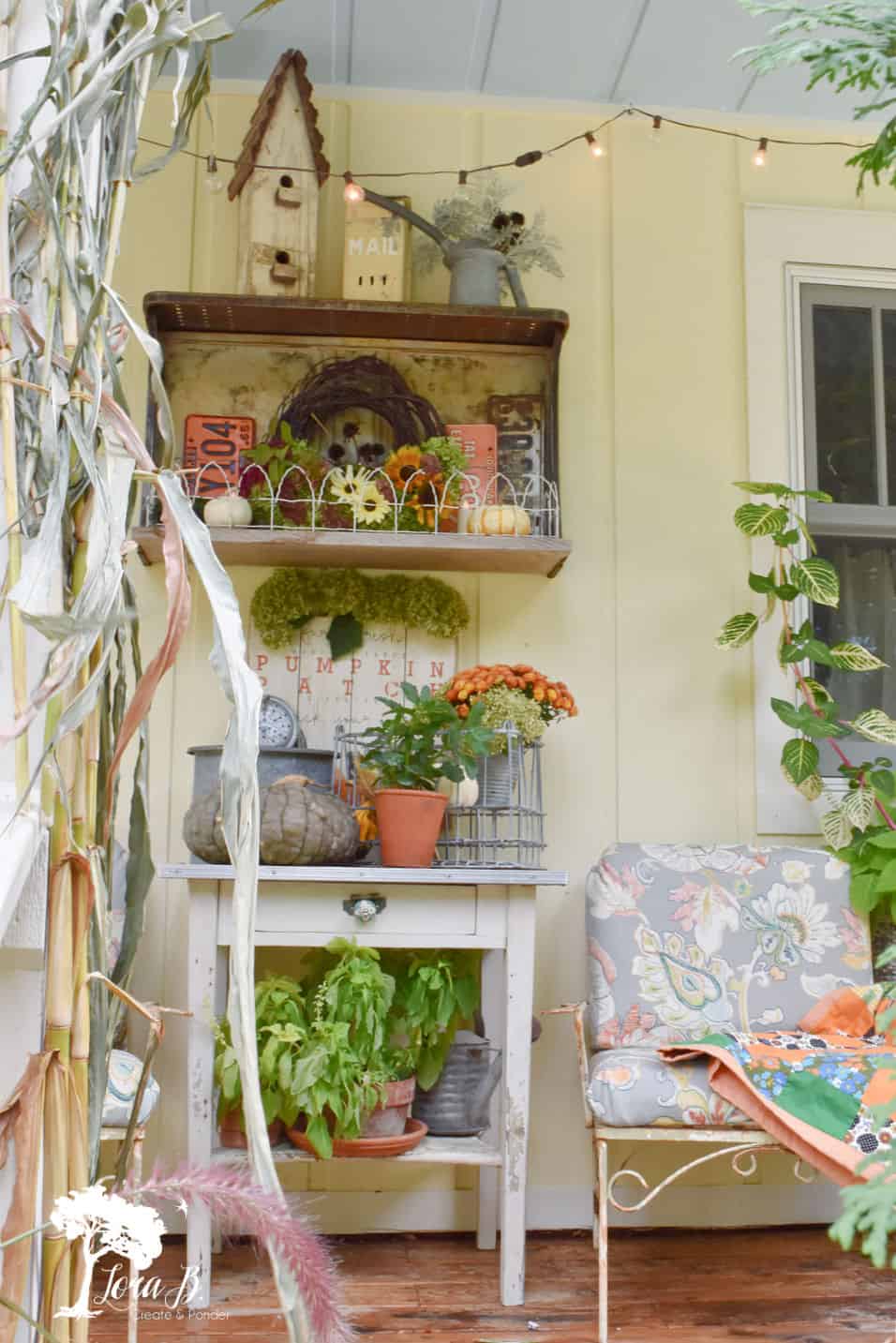 Our Vintage Farmhouse Fall Porch Tour - Lora Bloomquist~Create & Ponder