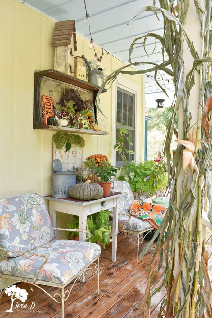 Vintage fall porch decor