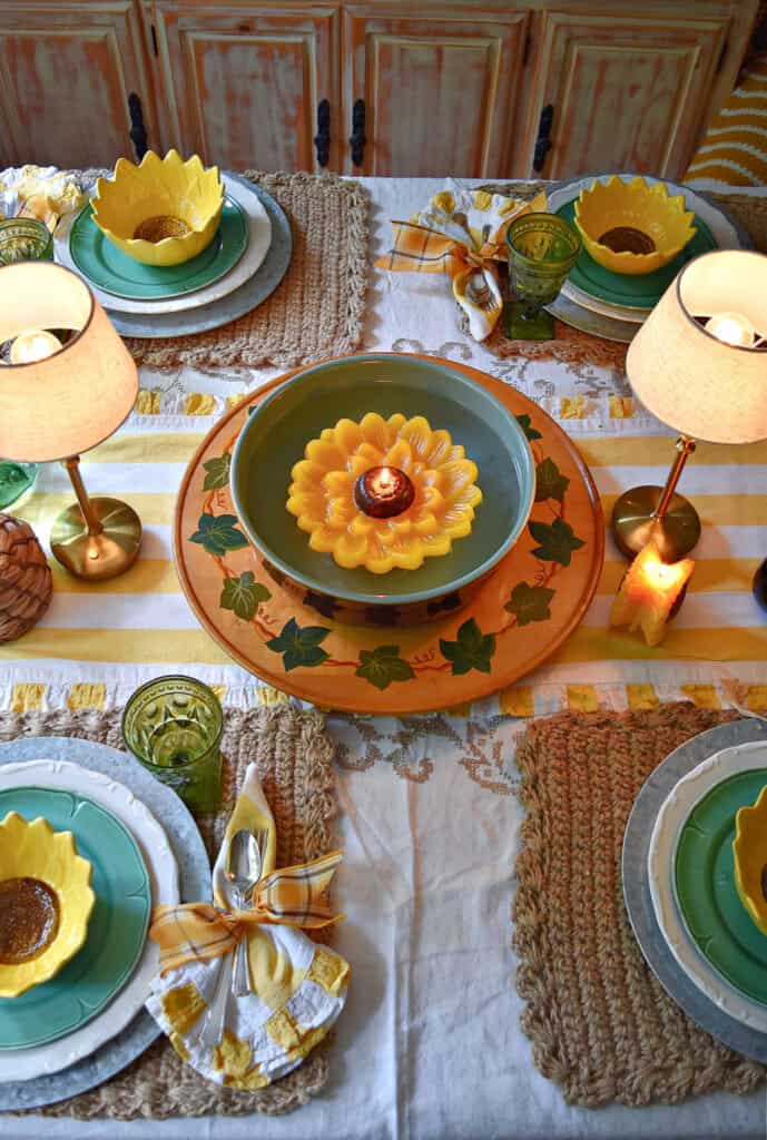 Sunflower themed table setting for early Fall.