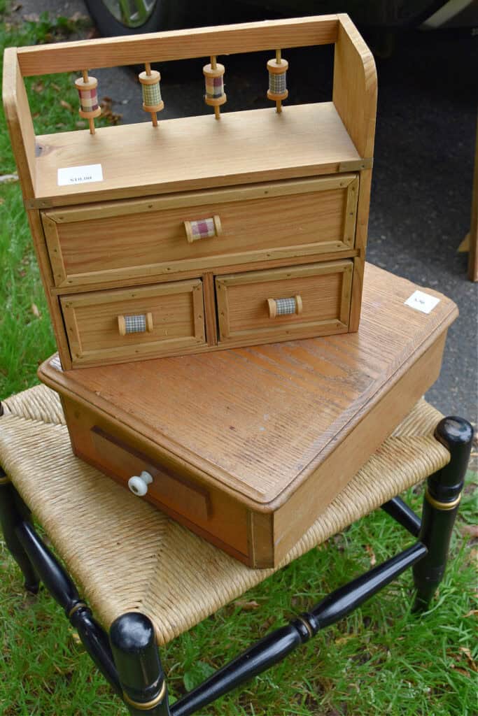 Thrifted wood accessories.