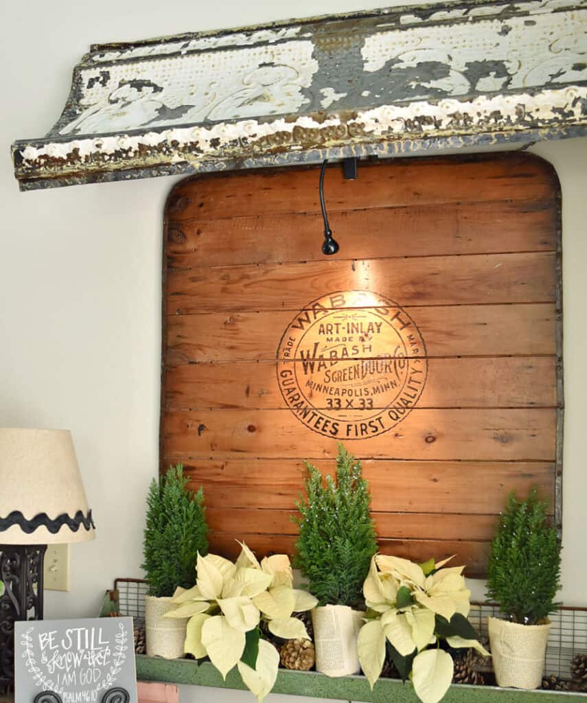 Fresh plants as winter decor fillers in vintage decor.