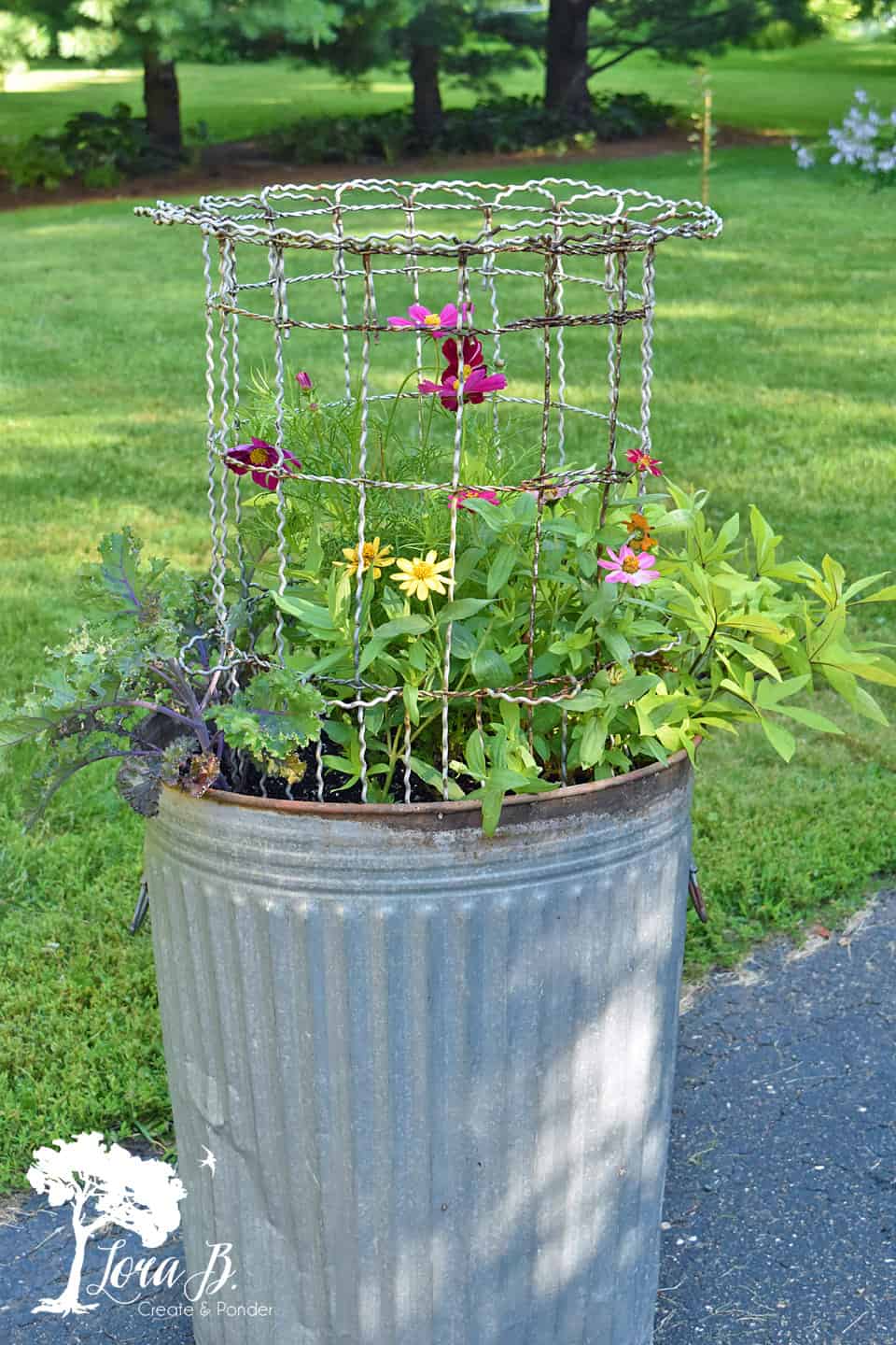 Repurposed Garbage Can Planter