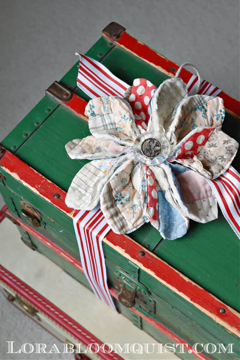 DIY vintage quilt gift topper/ ornament.