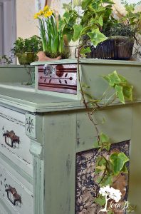 DIY green milk painted dresser