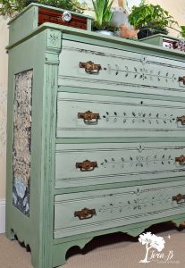 DIY green milk painted dresser