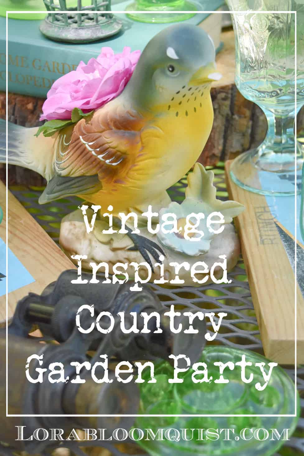 Garden Party with Green Depression Glass and Vintage Junk