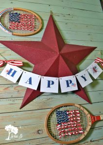 Tennis Racket Upcycle 4th of July decor