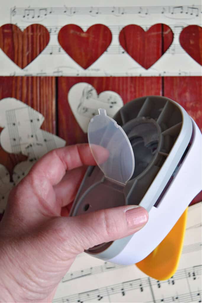 Paper punch to make paper heart garland.