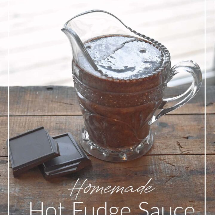 Hot fudge sauce in pitcher