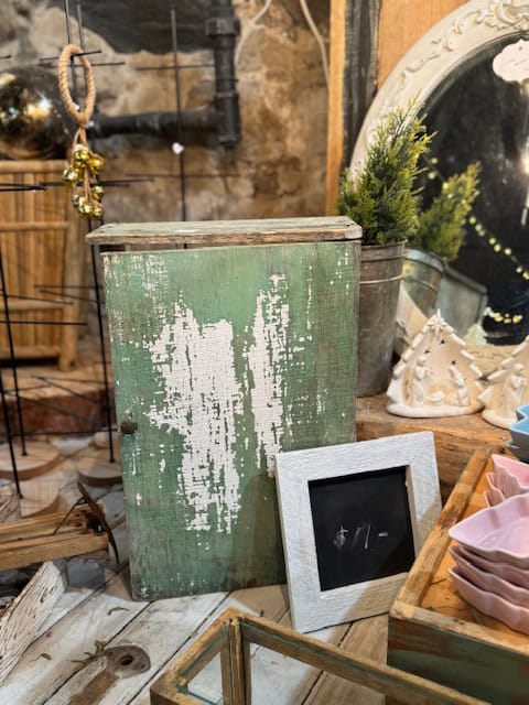 Chippy old green cabinet.