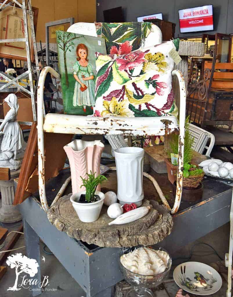 vintage lawn chair display