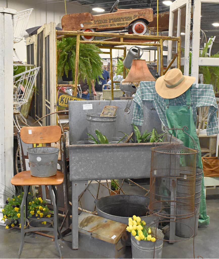 Galvanized vintage junk Spring display