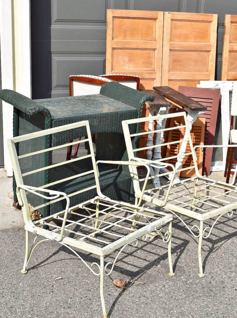 Vintage metal yard chairs.