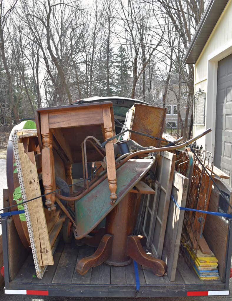 Trailer load of vintage curbside junking finds.