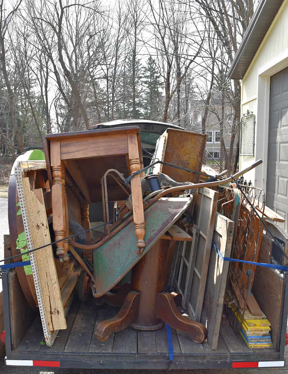 Trailer load of vintage curbside junking finds.
