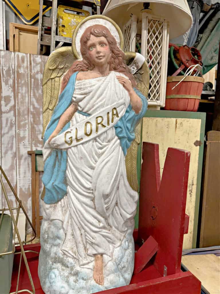 Vintage blow mold angel found in trash.