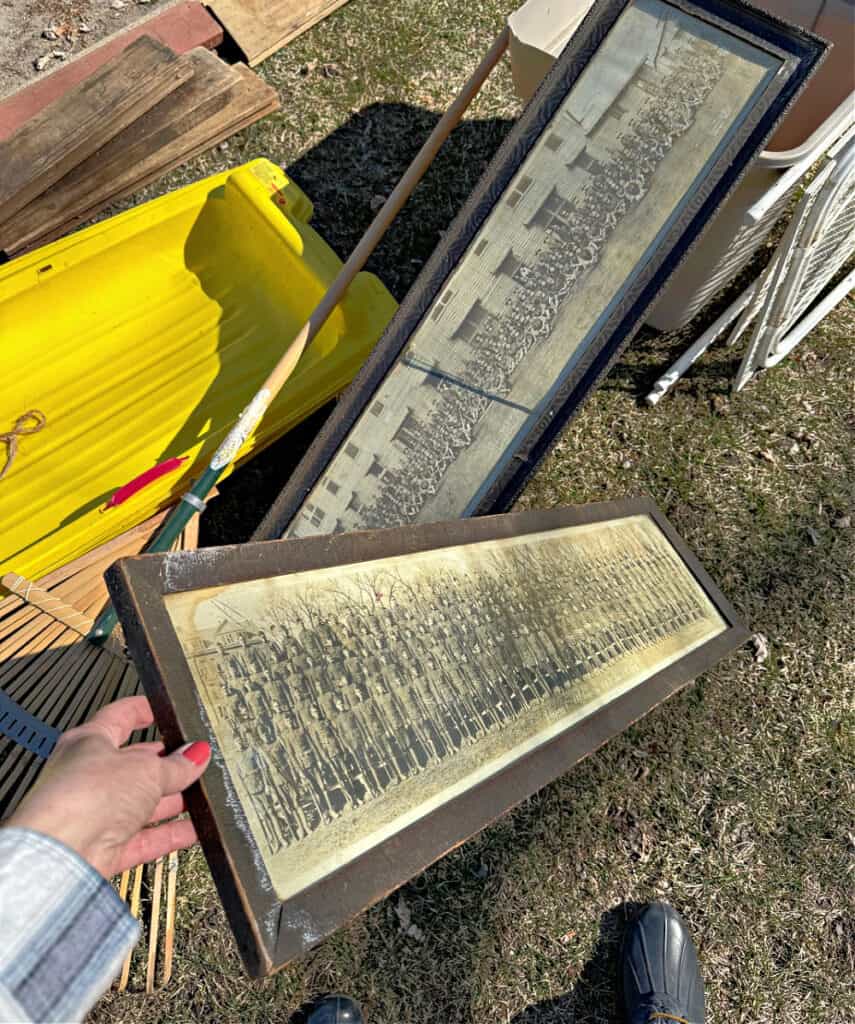 Yard long military framed pictures found in curbside pile.