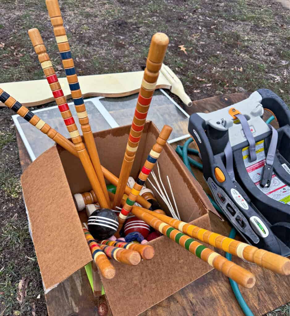 Old croquet game curbside find.