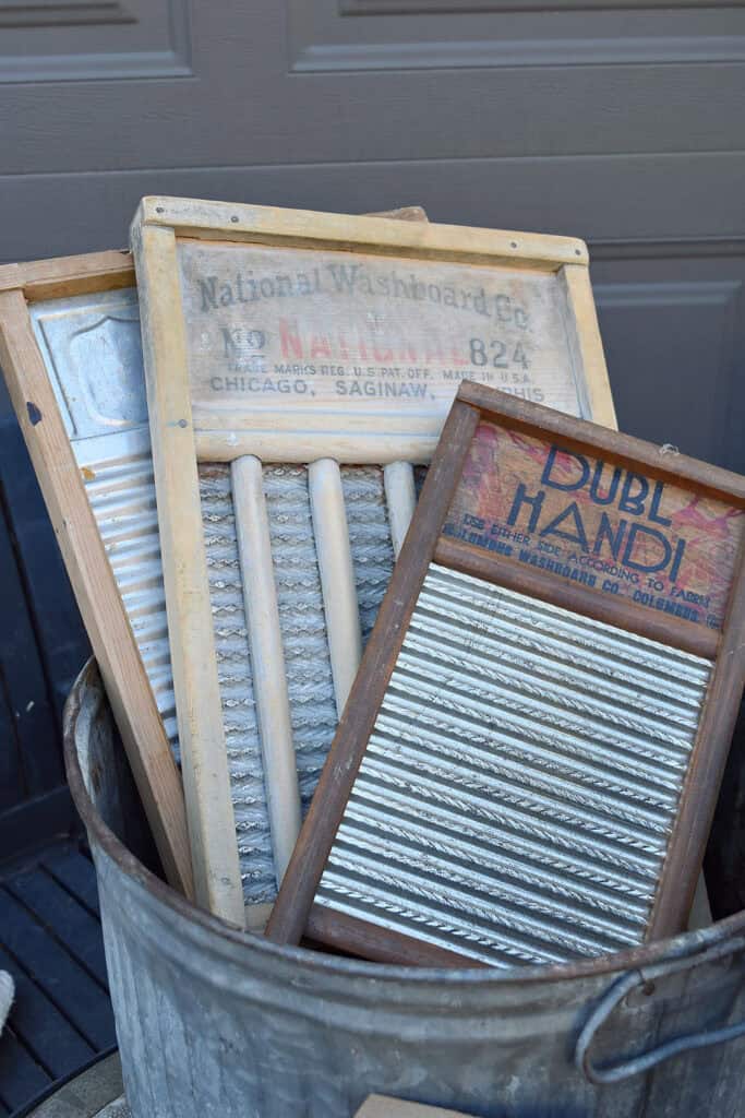Vintage laundry washboards.