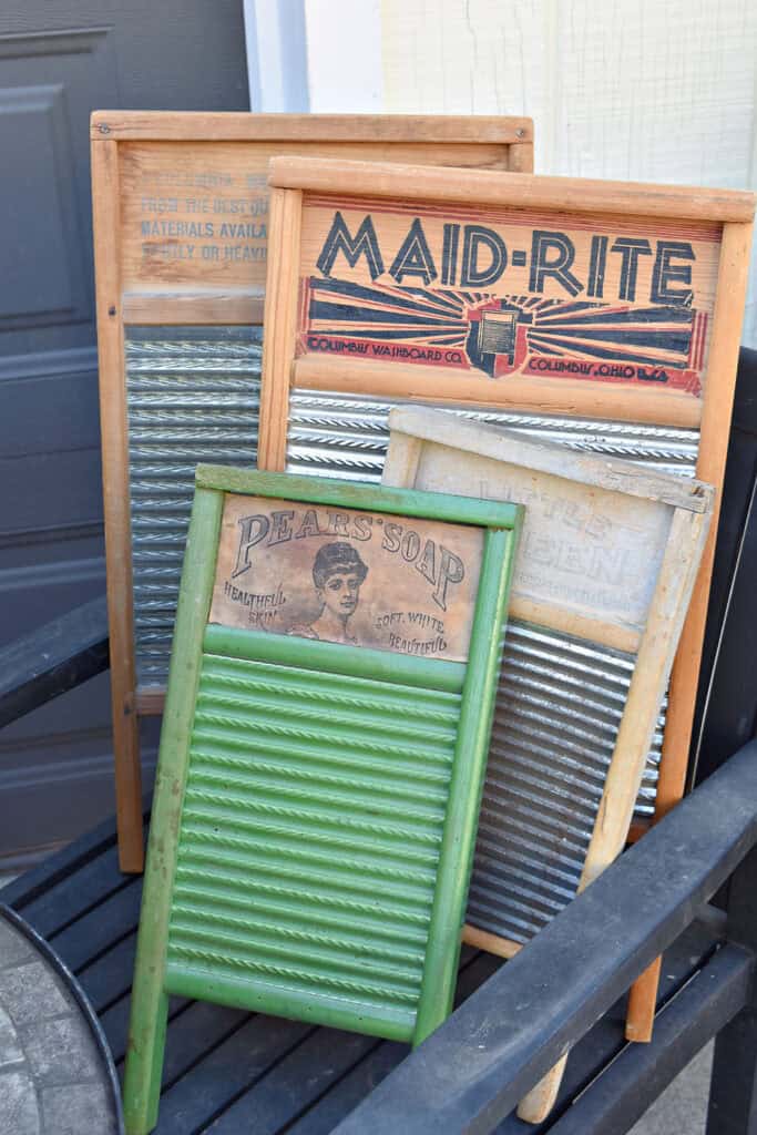 Vintage laundry washboards.