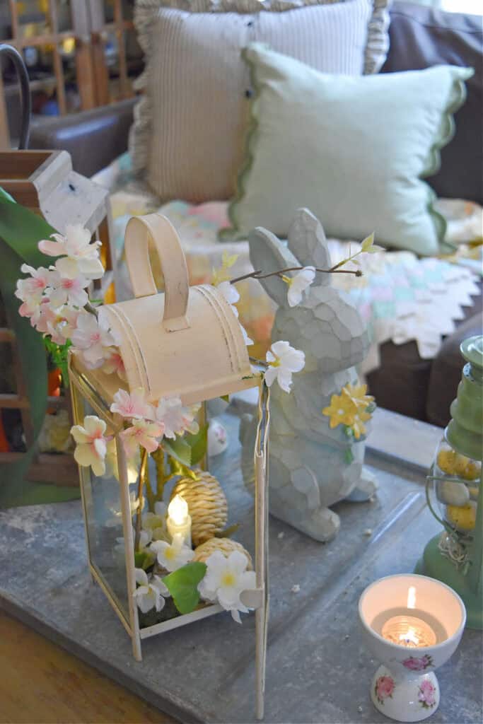 Lantern with Spring decor.