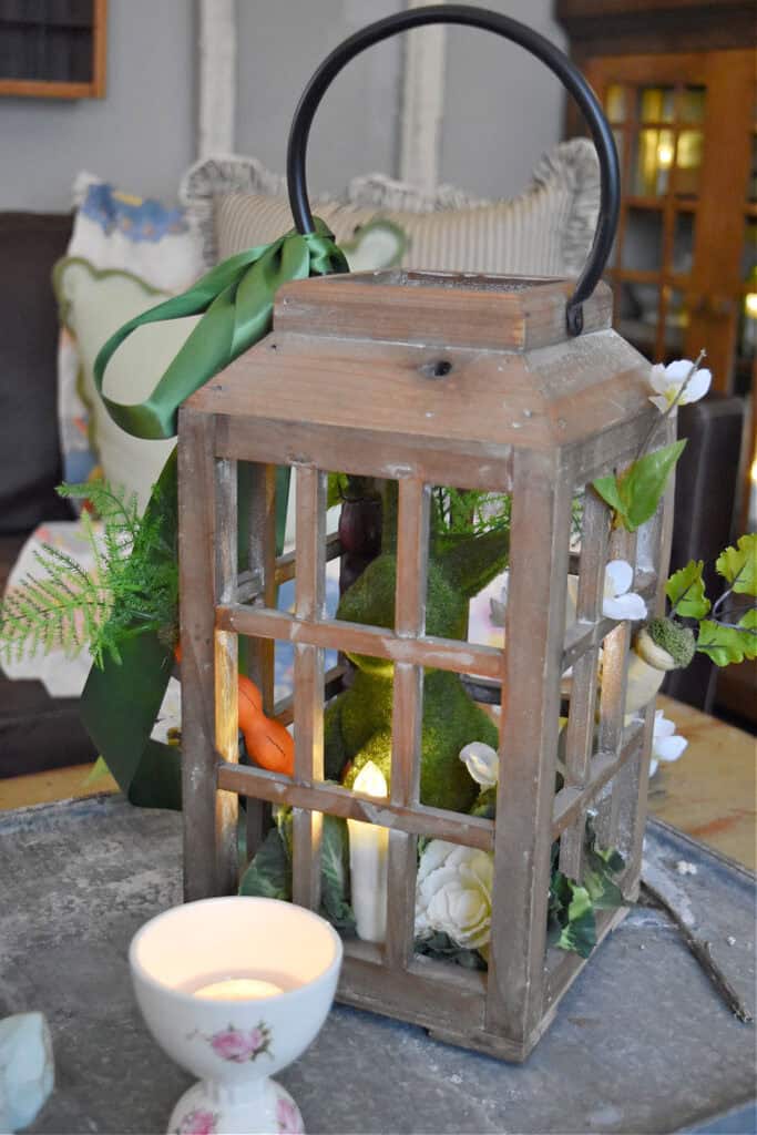 Lantern with Spring decor.