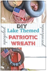 A tire's inner tube gets upcycled to make this fun DIY lake-themed Patriotic wreath.