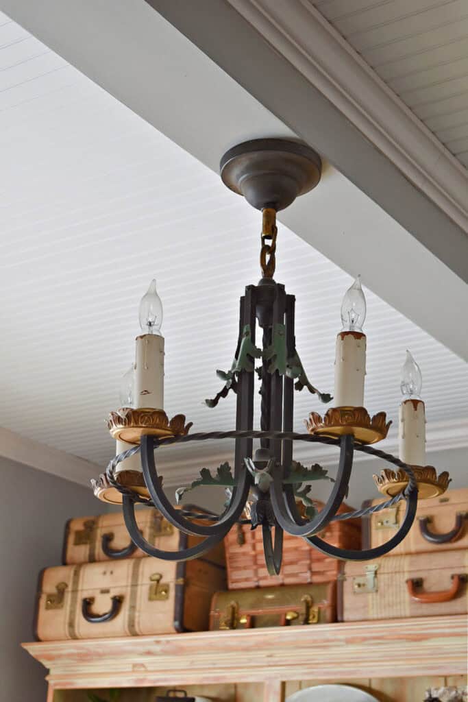 Antique metal chandelier.