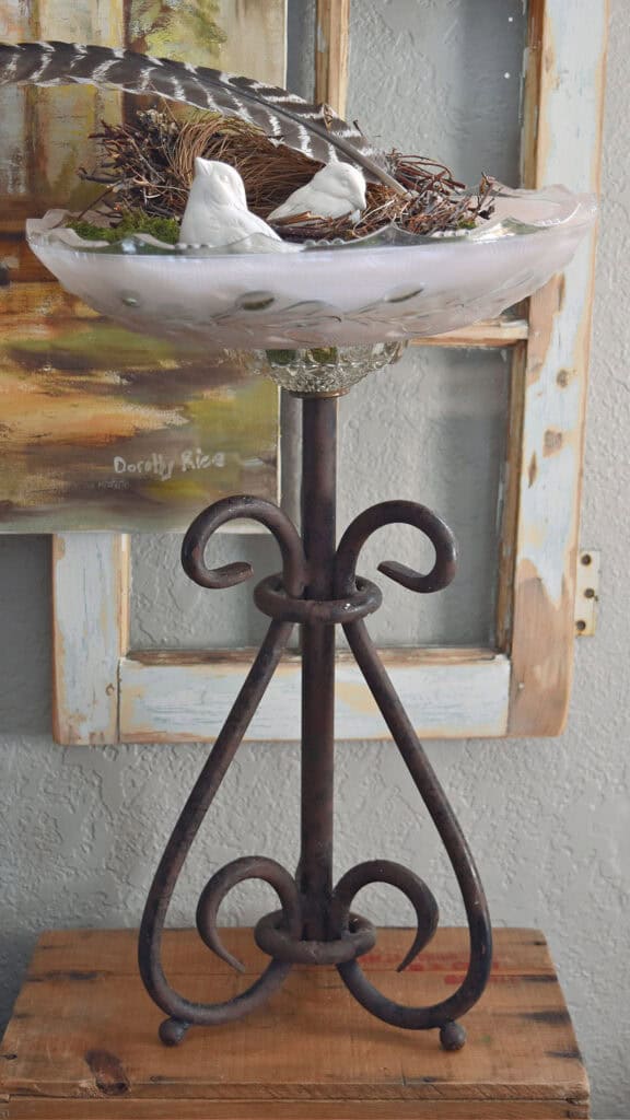 Old light globe upcycled with thrifted lamp base.