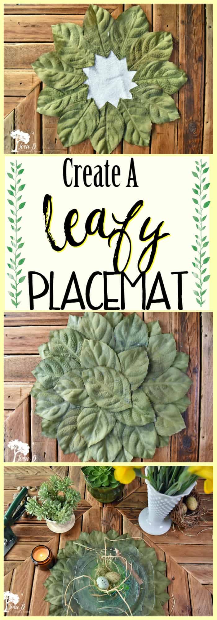 Create an easy DIY Leafy Placemat with your leftover foliage you have laying around. This how-to visually walks you through. Same process could be followed with flower petals.