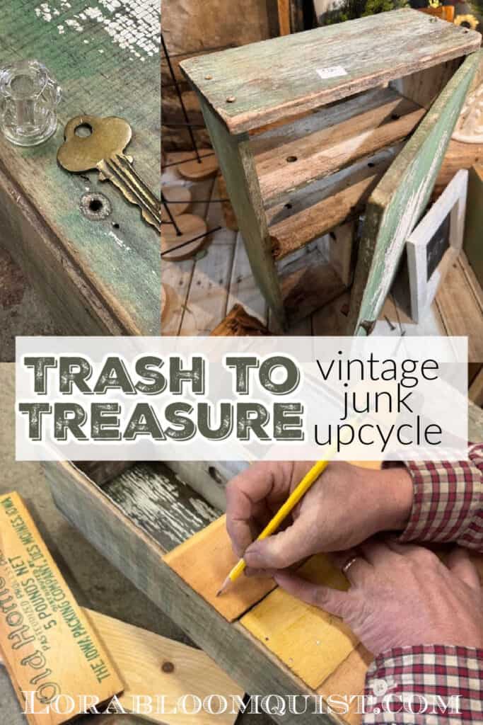 Old little green cabinet getting a junky makeover.