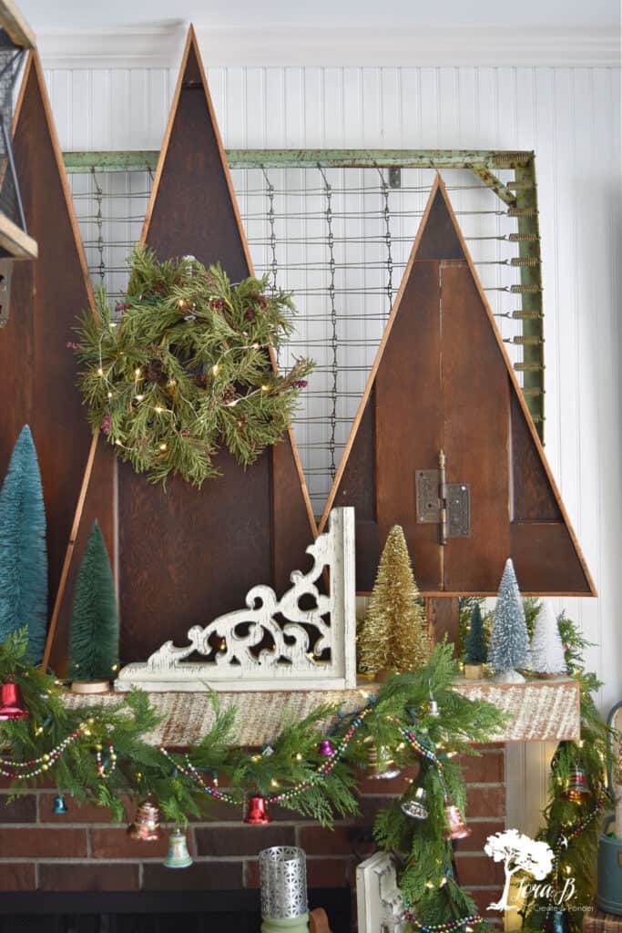 Salvaged door Christmas trees