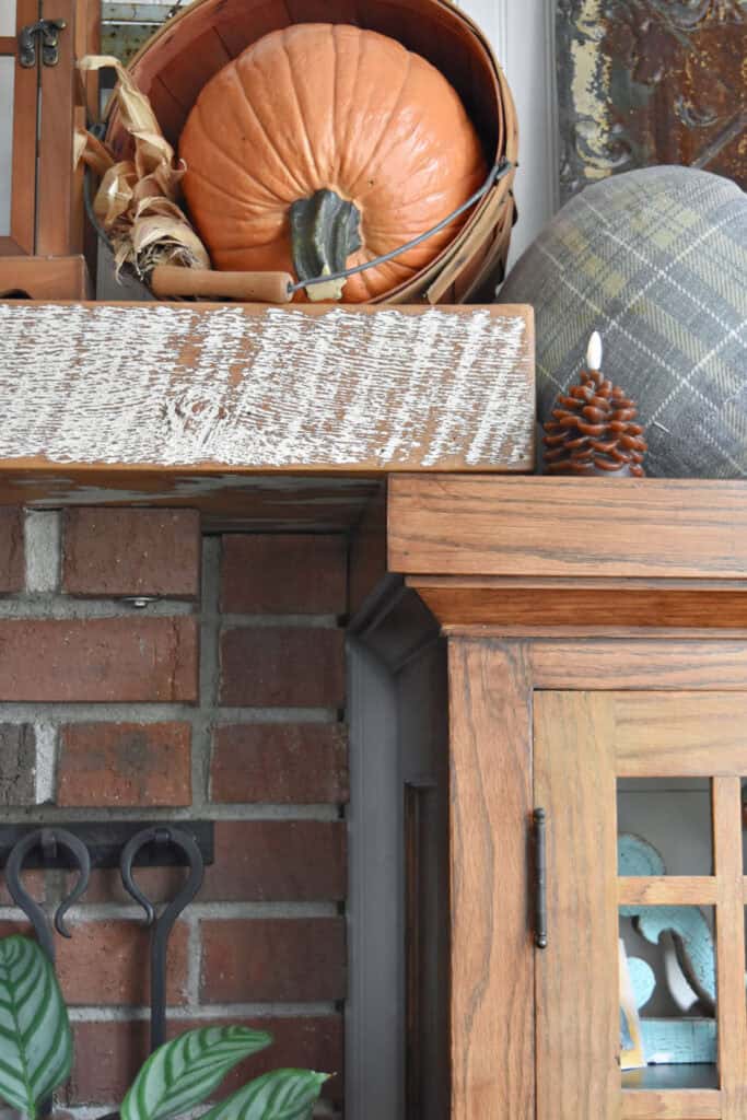 Brick fireplace and wood built in.